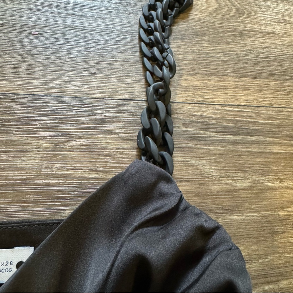 ZARA black satin plunge cowl neck top with beaded straps - Picture 7 of 8